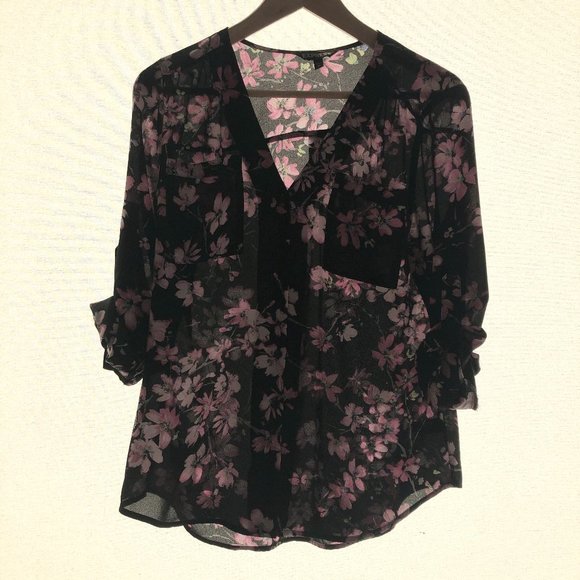 Express - Portofino Shirt - Black Floral - Picture 1 of 2